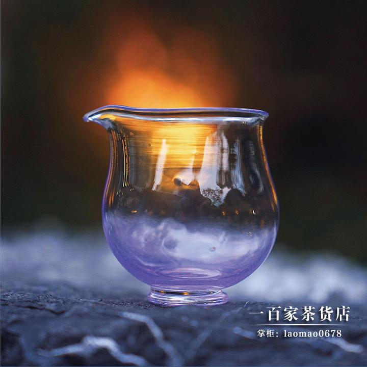 玻心璃语 氤熏小足公道杯 钠钙玻璃纯手工透明茶海茶具茶道需预热