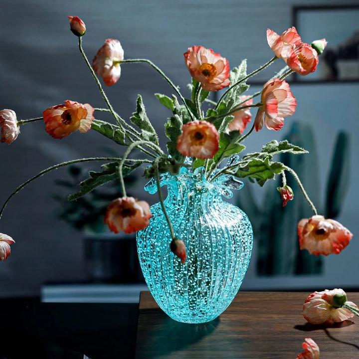 创意夜光花瓶浪花口花瓶玻璃家居摆件猫爪荧光花瓶漫天星玻璃花瓶