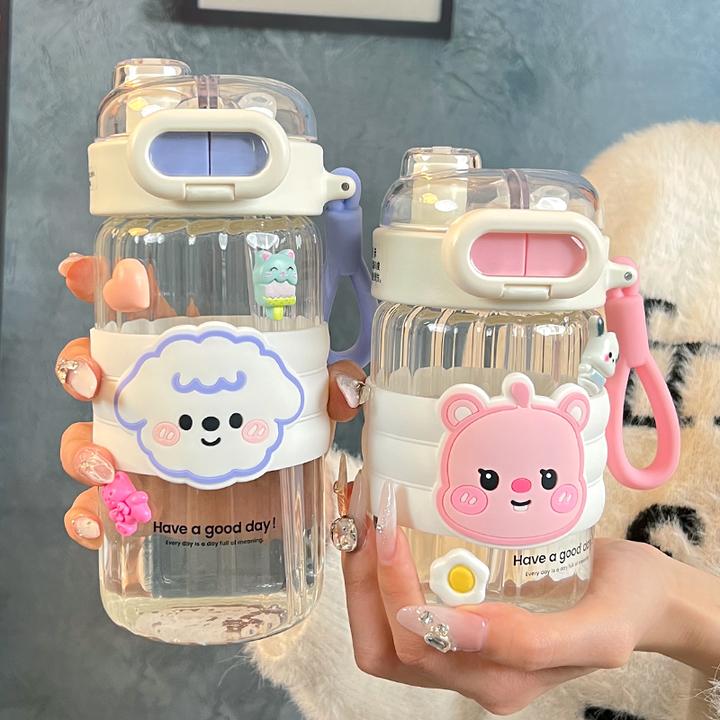 高硼硅玻璃杯女生小巧便携水杯耐高温隔热防烫吸管杯办公室双饮杯