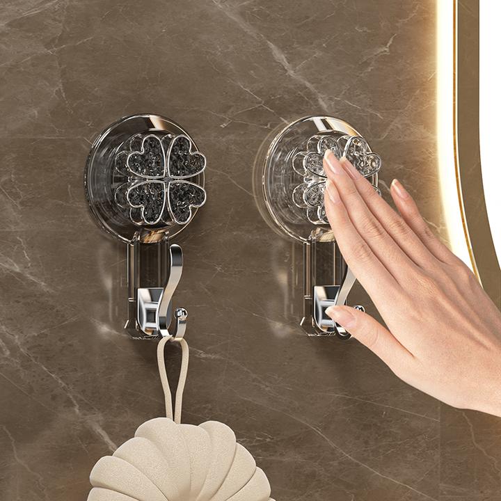 四叶草吸盘挂钩免打孔强力真空无痕挂勾浴室厨房门后墙壁承重粘钩