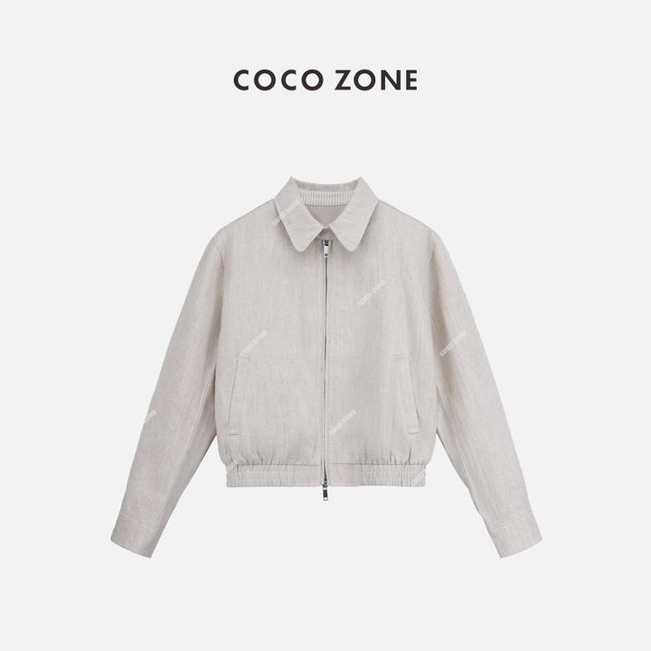 COCO ZONE 刘一一"浅予"风立领外套双头拉链夹克上衣CD1A0334