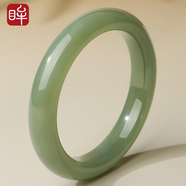 印象眸和田玉手镯浅青玉镯子湖水绿玉镯 附证书【优选级】 NT礼物