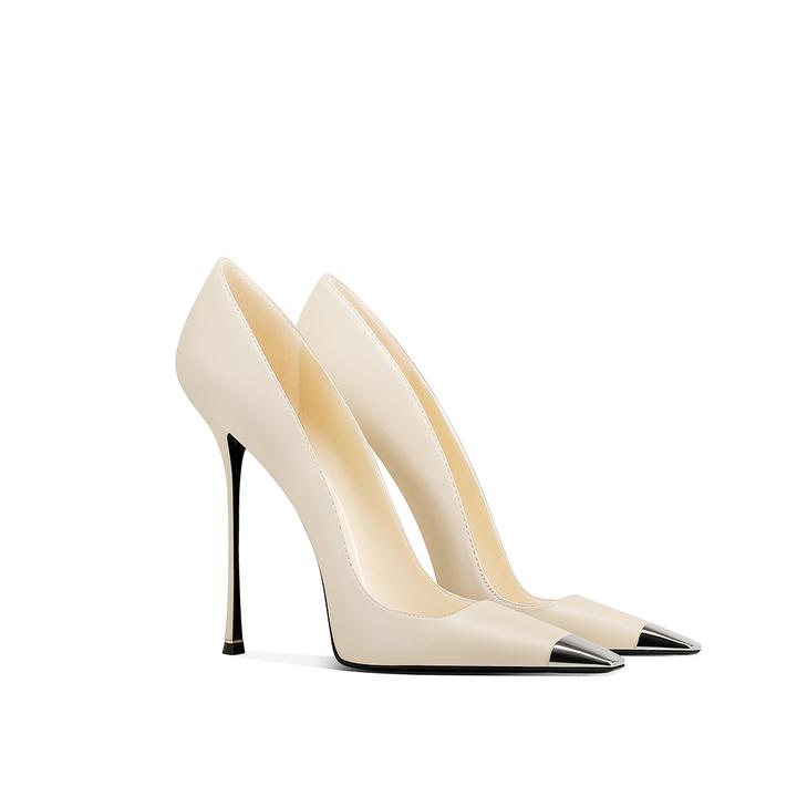 气质白色高跟鞋方头浅口单鞋2025秋季新款小众小个子百搭职业通勤