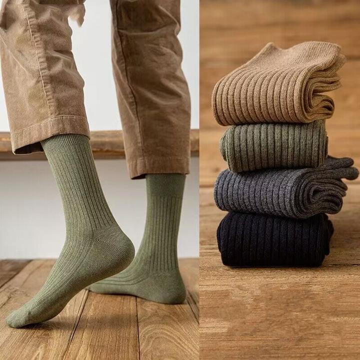 袜子男款长袜棉纯中筒袜吸汗秋冬季男士长筒袜高筒运动男长袜加厚