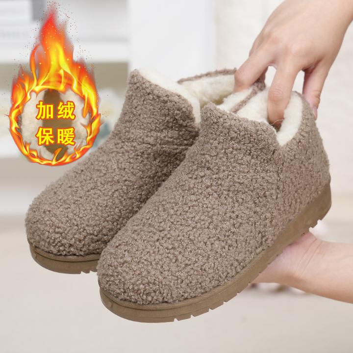 舒适雪地靴一脚蹬懒人平底鞋时尚百搭加厚女款女士棉靴软底