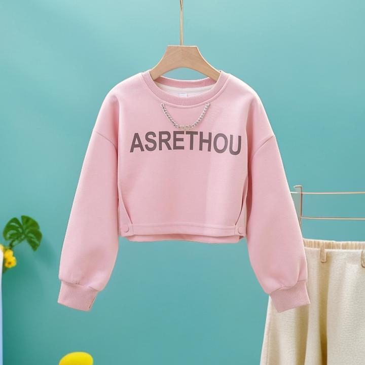 女童春秋长袖卫衣两件套2025新款儿童字母印花上衣女孩背心洋气潮