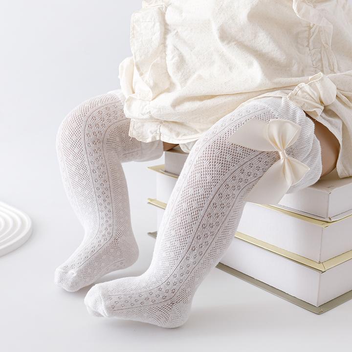 婴儿袜子夏季薄款宝宝儿童长筒地板新生儿春秋松口不勒防蚊网眼袜