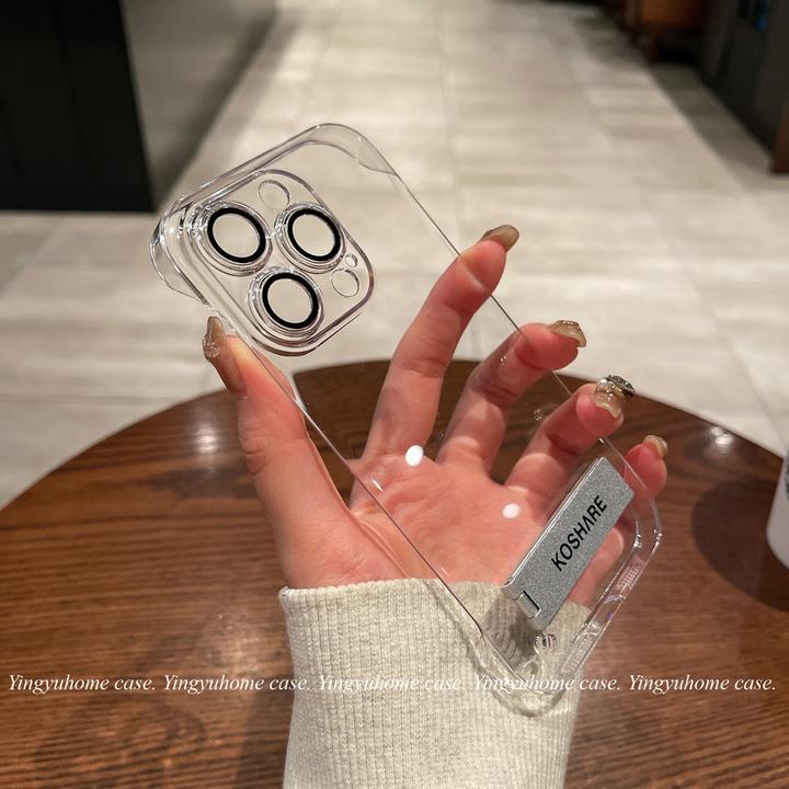 适用于苹果15ProMax无边框14Plus自带镜头膜13折叠支架12超薄硬壳