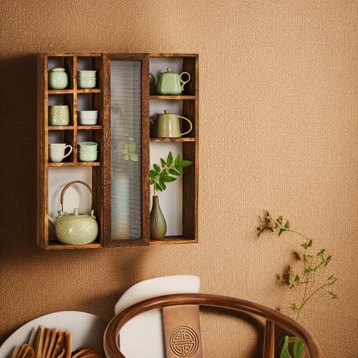 实木桌面茶壶架紫砂壶收纳柜中式博古架小型桌上茶杯架多宝阁防尘
