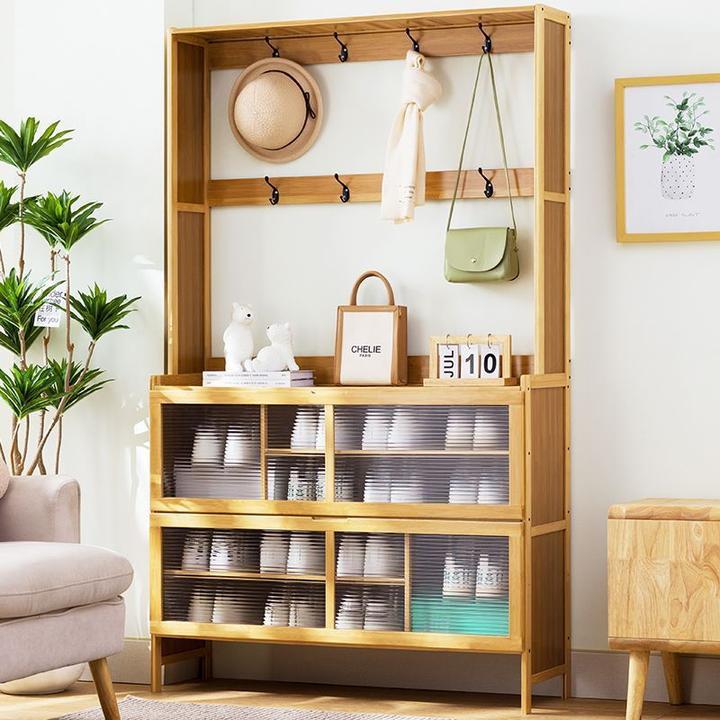 鞋柜家用门口玄关柜一体隔断实木入户出租房省空间简易鞋架子防尘