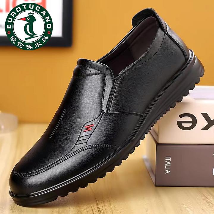 【欧伦啄木鸟】舒适男士新款真皮牛皮软底透气休闲男皮鞋中老年防滑