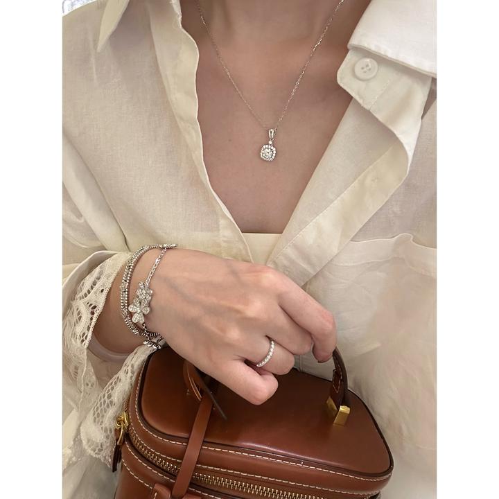 恒美娜 坠链均925银莫桑石 爱丽丝项链轻奢镶嵌珠宝感百搭吊坠