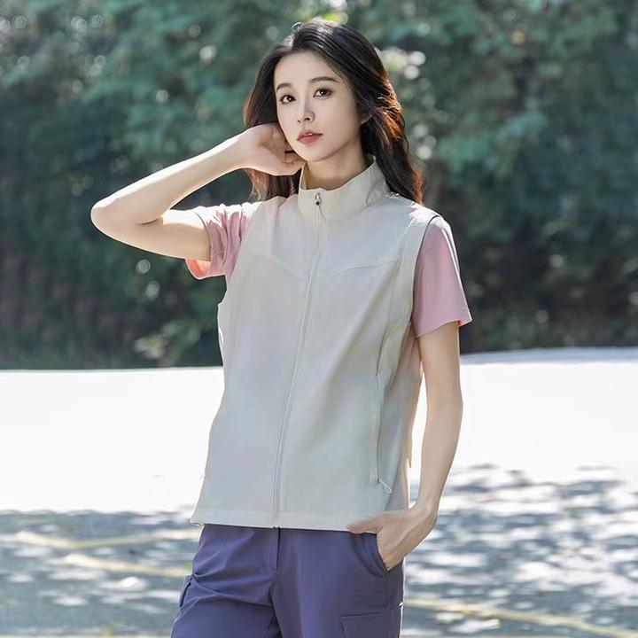 防晒跑步防风马甲薄款女款男女夏季宽松透气无袖背心户外运动休闲