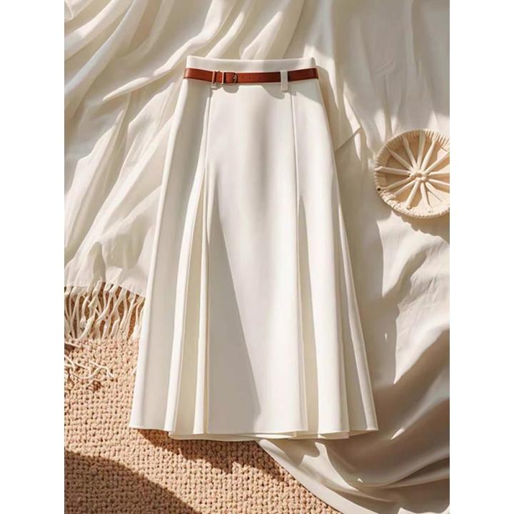 今年流行新款爆款白色半身裙女2024早秋新款设计感a字裙中长裙子