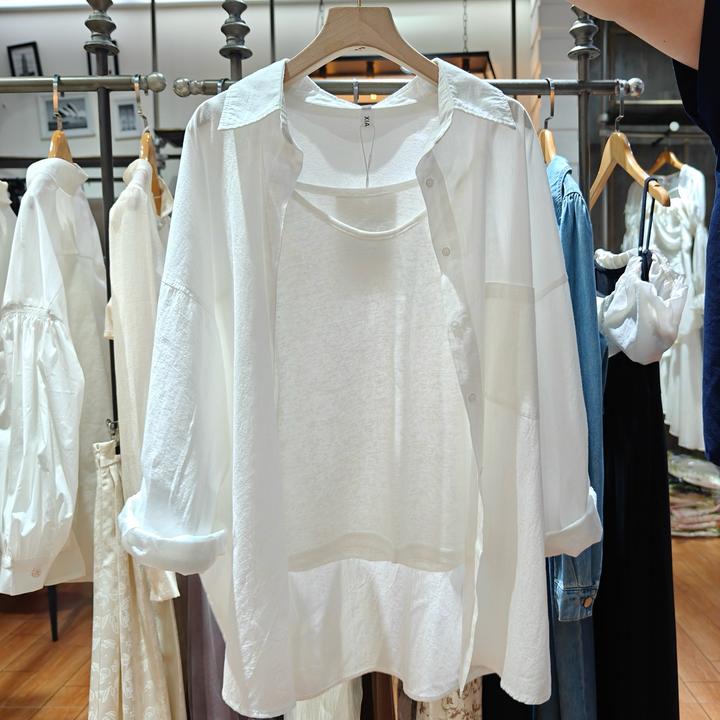 【成衣洗水 100%棉】九分袖慵懒风宽松休闲【衬衫单件】微皱