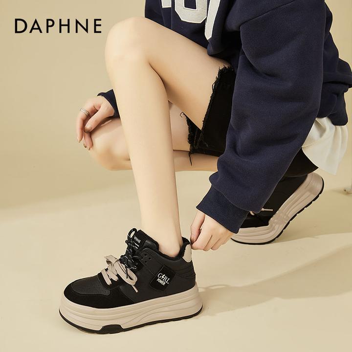 达芙妮厚底棉鞋女鞋子秋冬季加绒保暖2024新款休闲高帮运动雪地靴