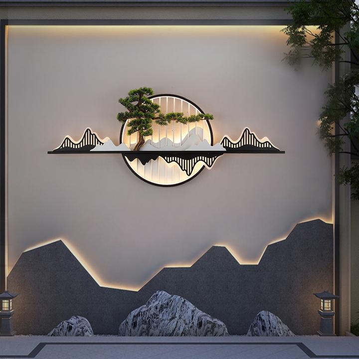 新中式户外灯防水花园围墙景观禅意长条山水影壁别墅大门院子家用