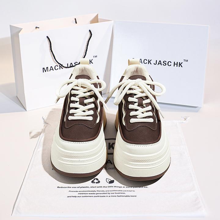 香港MACKJASCHK加绒真皮女鞋2024秋冬新款内增高厚底运动小白鞋女