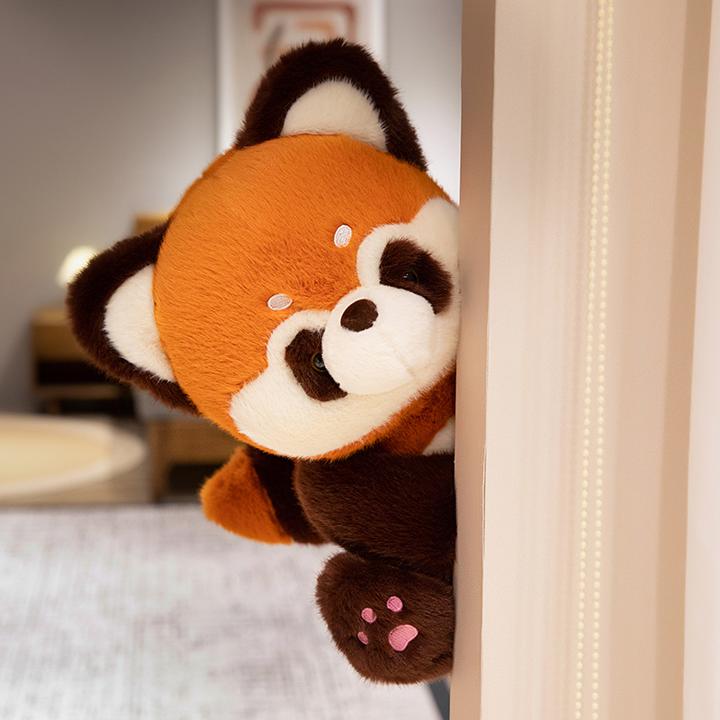 正版小熊猫玩偶毛绒玩具狐狸公仔睡觉抱枕浣熊布娃娃生日礼物女生