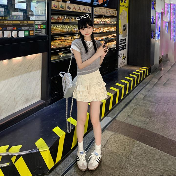 爆款高腰白色蛋糕裙蓬蓬裙女2024夏季甜美百搭包臀a字裙休闲短裙