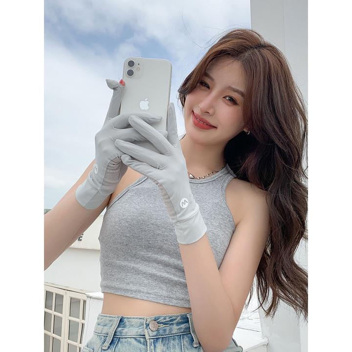 冰丝防晒手套女防紫外线防滑开车骑行骑电动车可触屏女生薄款夏季