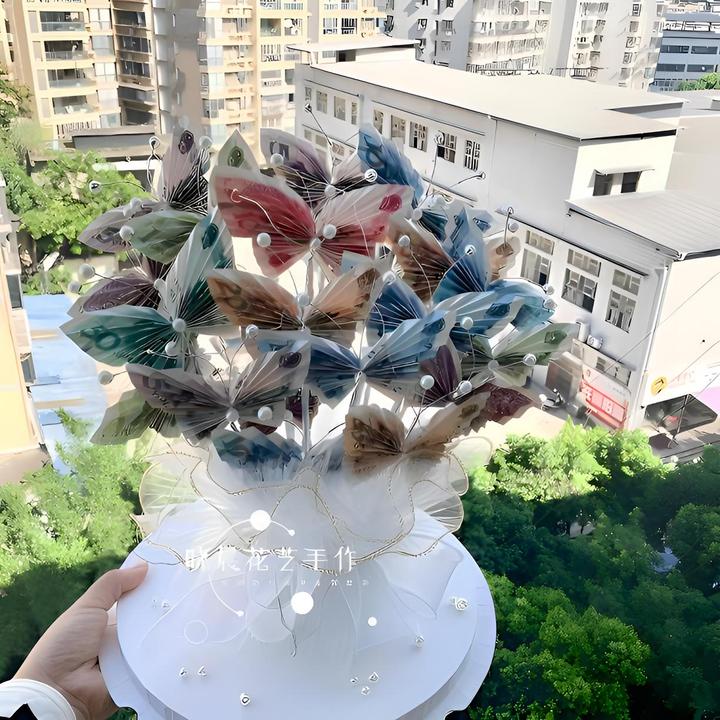 情人节爆款蝴蝶有钱花透明的DIY材料包（非成品）