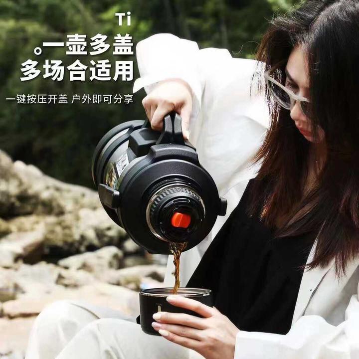 匡迪9820纯钛内胆真空旅行壶高档户外大容量保温壶便携旅游水壶