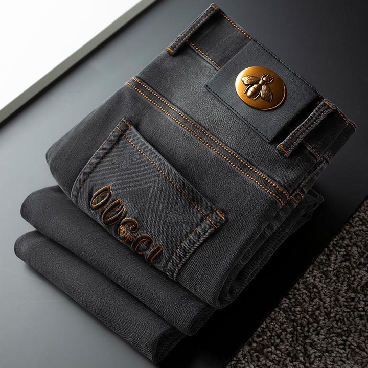 芭奇蒂寇男士修身小脚新款韩版潮流时尚轻奢美式复古直筒牛仔长裤