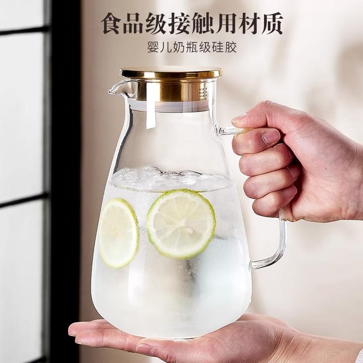 凉水壶玻璃耐热高温防爆透明家用大容量超大凉白开水杯冷水壶简约