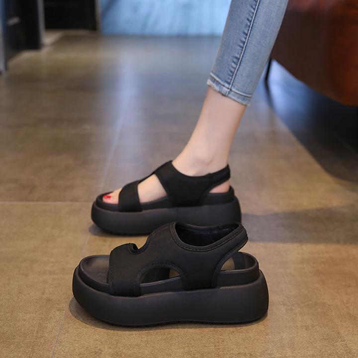 露趾百搭时尚休闲沙滩鞋坡跟韩版女鞋防水夏季时尚休闲风防水台