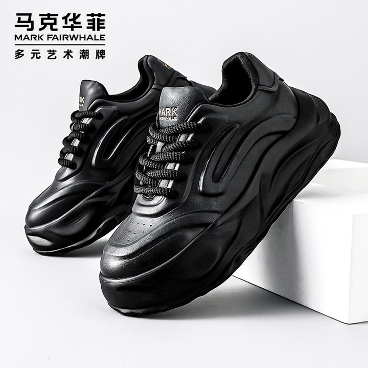 马克华菲男士高档黑武士老爹鞋2025新款厚底增高面包百搭休闲男鞋