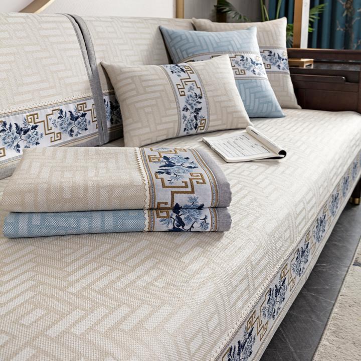 新中式沙发垫四季通用防滑高档实木沙发坐垫现代中式沙发套罩盖巾