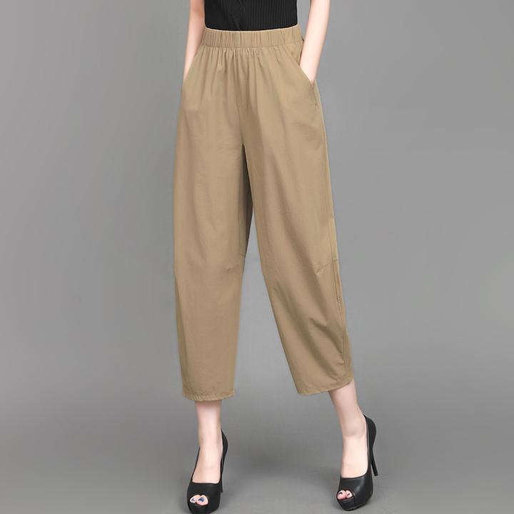 冰丝速干香蕉裤女春夏新款2025宽松弹力直筒哈伦萝卜休闲九分裤子