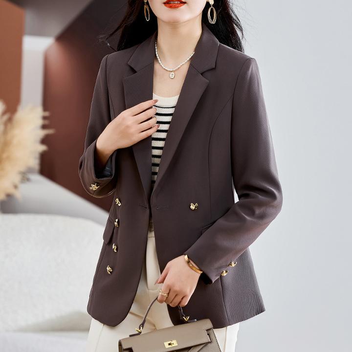 休闲西装外套女春秋2024新款时尚气质修身显瘦双排扣小西服上衣