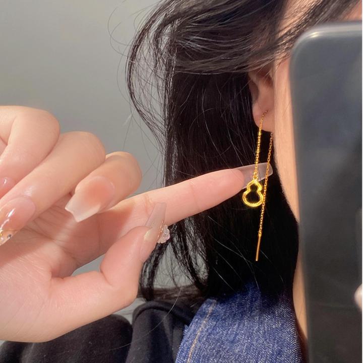 铜合金耳饰 仙女镂空葫芦耳线新款气质长款显瘦优雅小众饰品时尚