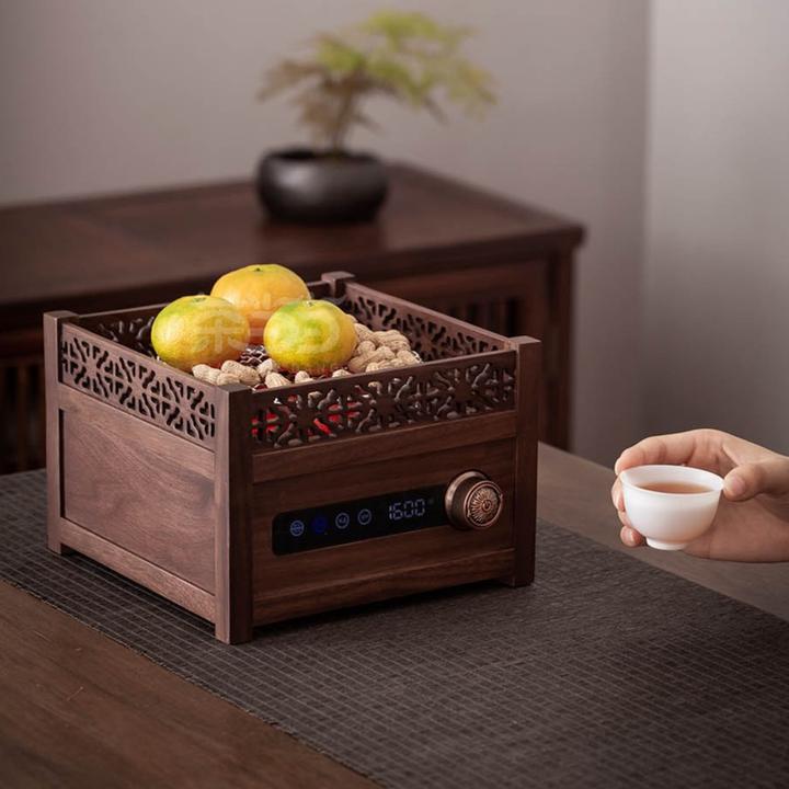 北美黑胡桃实木电陶炉1600W围炉煮茶实木电陶炉煮茶烧水保温定时