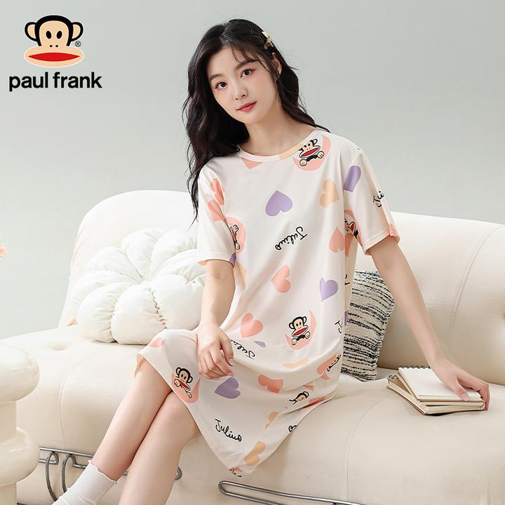 大嘴猴居家服女款短袖中长款卡通动漫睡衣裙家居服薄款套装2025夏