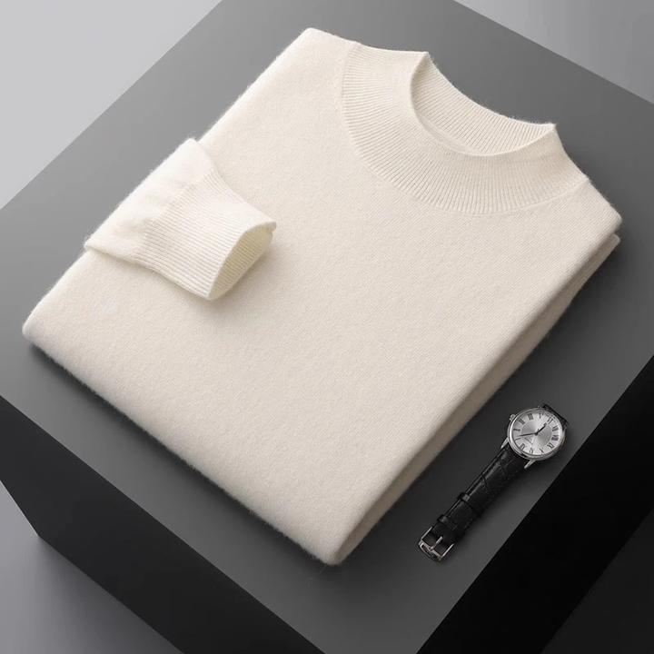 仓石一树羊绒衫男加厚半高领冬季毛衣宽松时尚中领套头打底羊毛衫