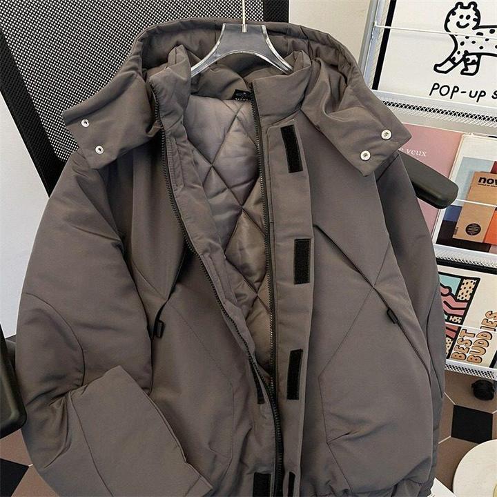 中性风连帽保暖服外套男女同款加厚宽松潮牌袄子衣夹克