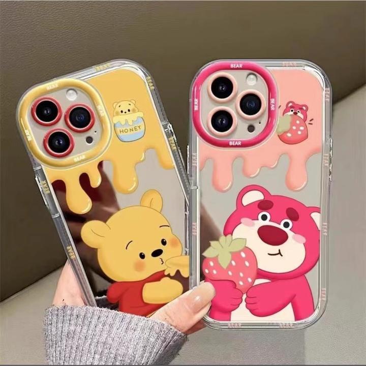 黄油维尼熊适用苹果16华为荣耀vivo/iqoo/oppo小米红米镜面手机壳