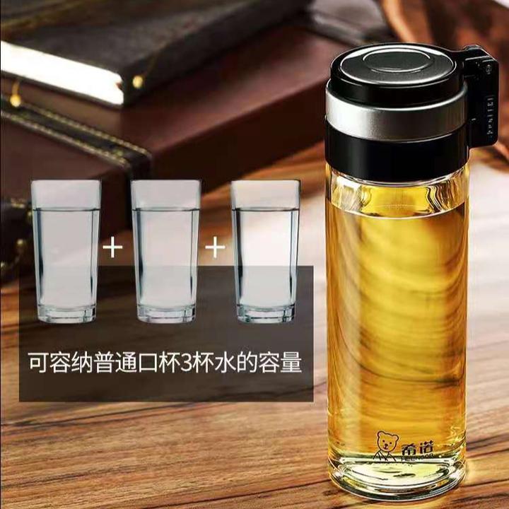 希诺单层玻璃杯加厚高硼硅大容量外出拉环便携钓鱼杯6075 9075