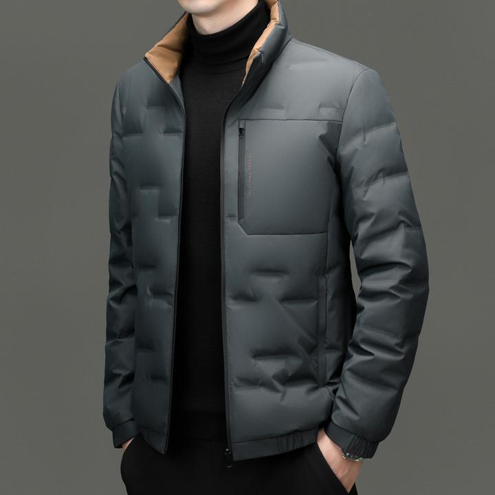 【专柜品质】羽绒服男士短款冬季中青年翻领带毛保暖白鸭绒休闲外套