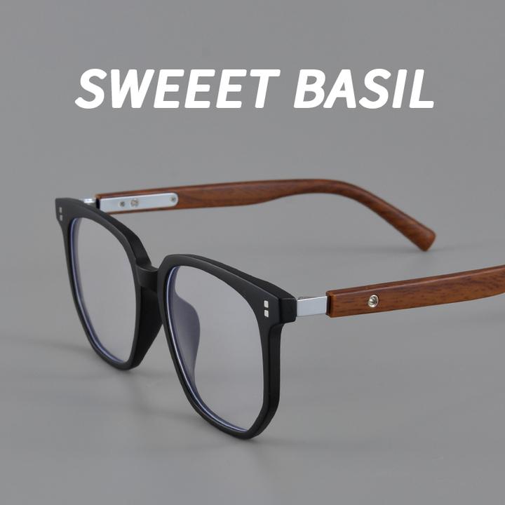 Sweet basil/紫淑超轻tr90木纹腿眼镜框大框复古近视散光变色镜