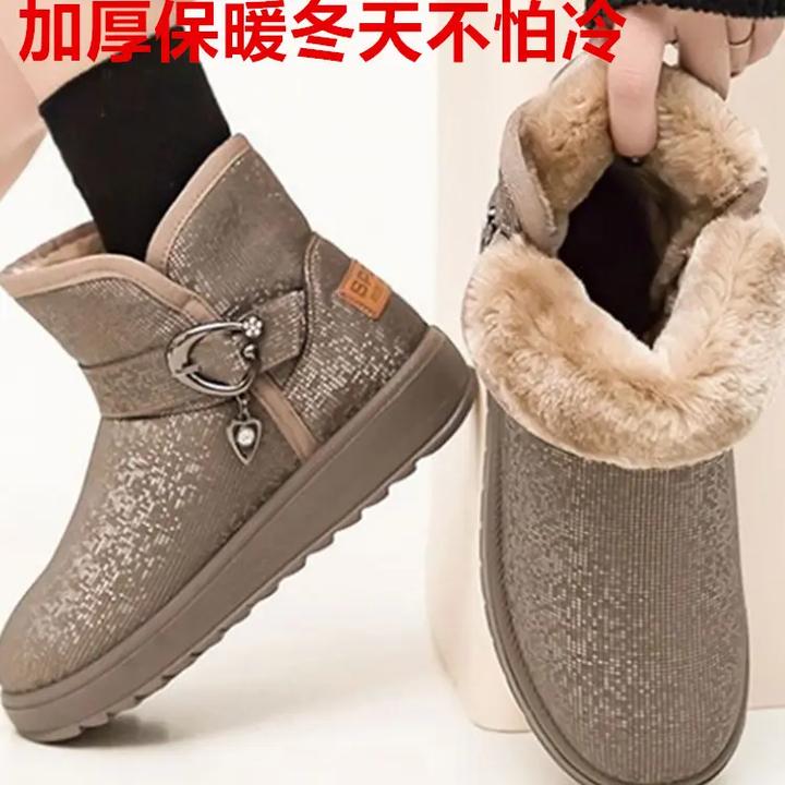 雪地靴雪地棉女鞋加绒短靴加厚棉鞋冬天冬季女款防水厚底平底