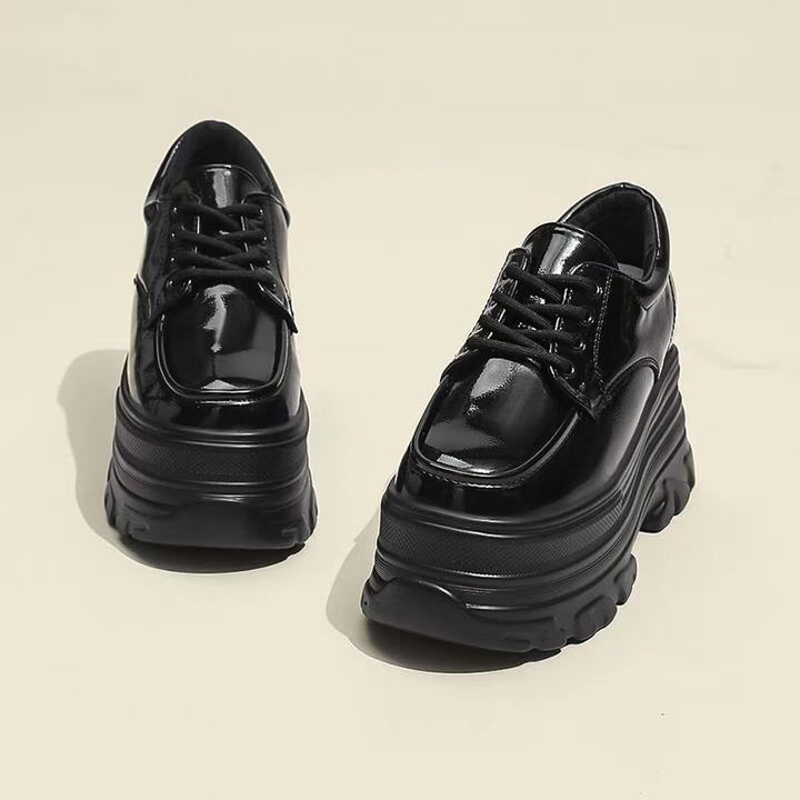 内增高9cm英伦风小皮鞋女2025春秋季新款松糕底厚底单鞋复古女鞋