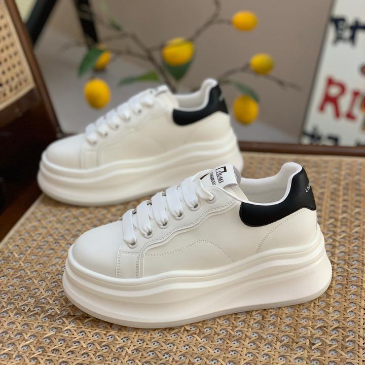 小个子增高6cm松糕鞋女2025秋季新款配裙子厚底百搭小白鞋大头鞋