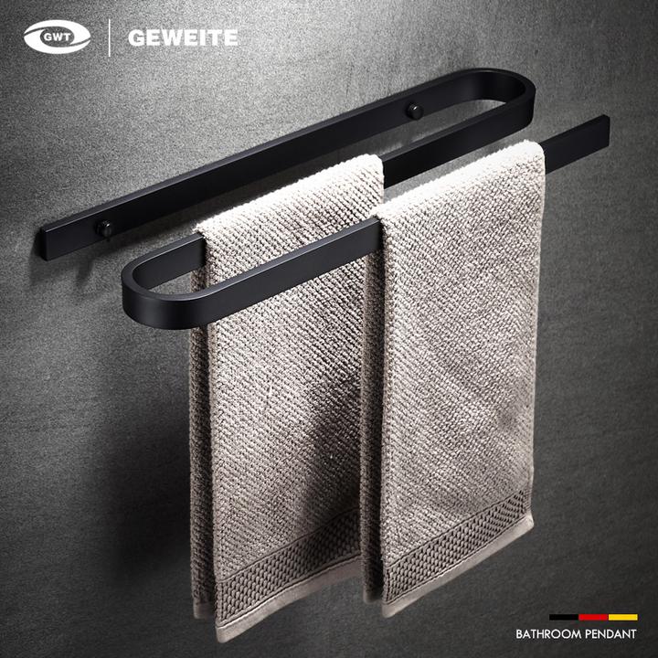 美式黑色毛巾架单杆卫酒店浴室挂件毛巾杆S型挂架浴巾架置物架子