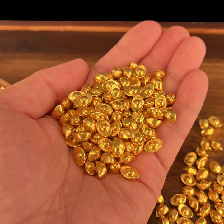 迷你小元宝摆件仿真金元宝银元宝合金实心财神供奉用品聚宝盆填充