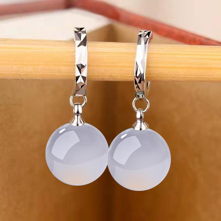 春夏天清爽天然玛瑙925纯银耳环女网红爆款时尚耳坠简约耳饰