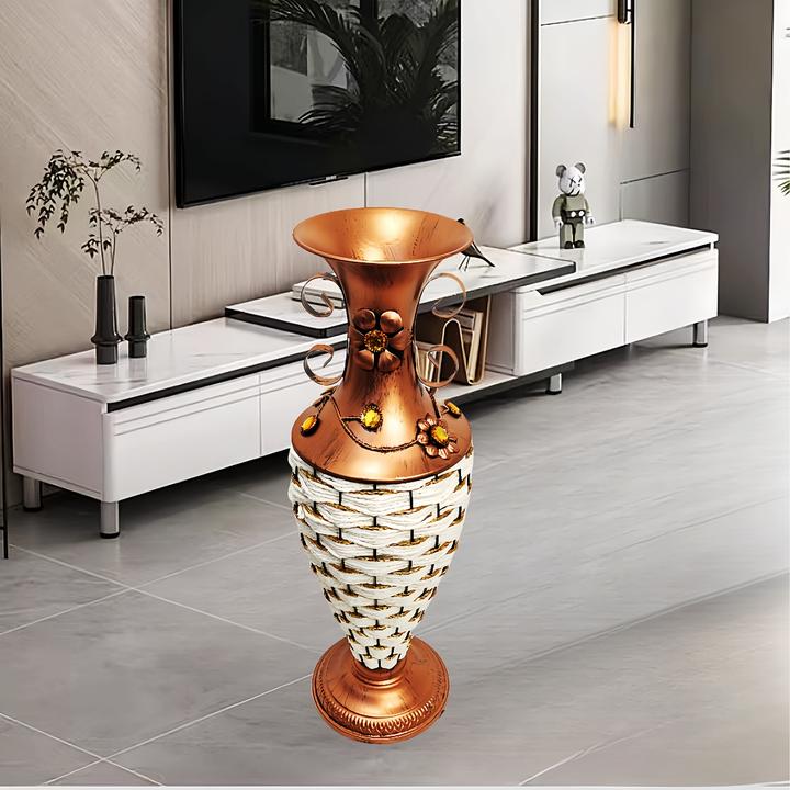 藤编花瓶仿陶瓷塑料简约现代花瓶客厅干花插花落地大花瓶装饰摆件